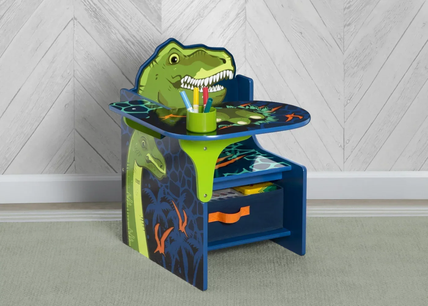 Delta Children Dinosaur Chair Desk with Storage Bin - Greenguard Gold Certified kids table and chair set   kid table