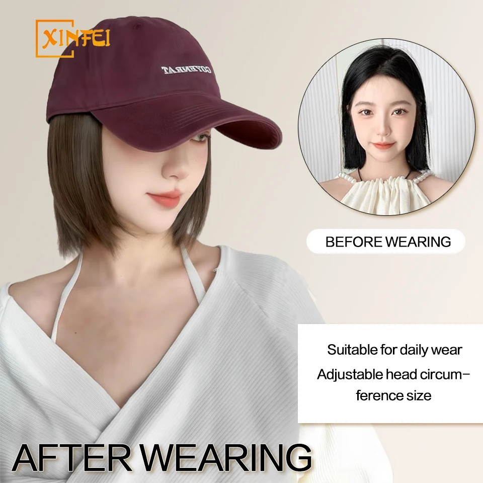 Synthetic Wig Hat Women's Short Hair Wig Head New Pink Purple Baseball Cap Wig Party Commuting Shopping Daily Wear Wig Hat