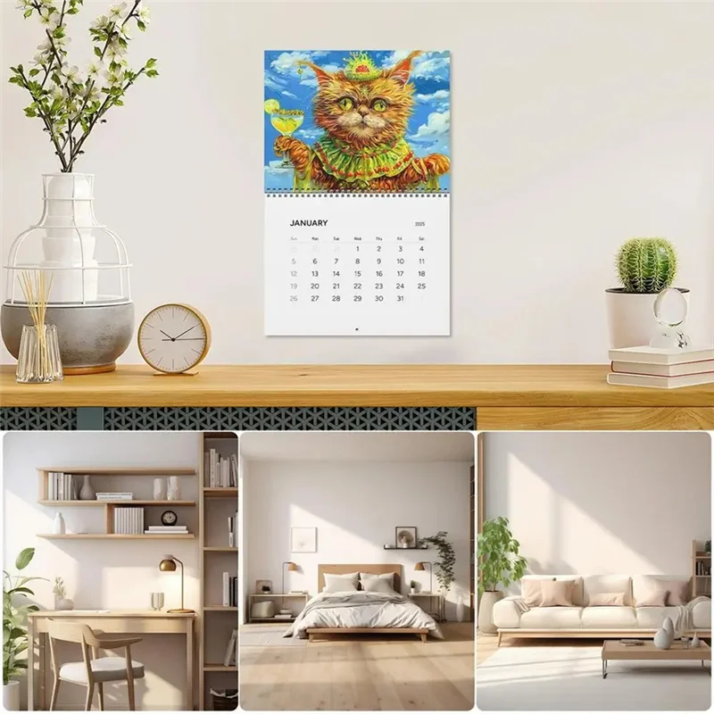 

2025 Cat Wall Calendar 2025 Funny Cute Drunk Cats Themed Calender 8X11 Inches Family Planner Calendar For Cat Lovers