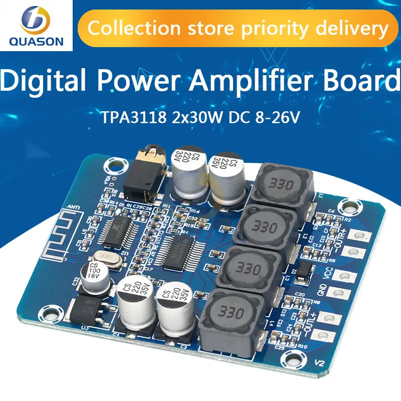 TPA3118 2x30W DC 8-26V Stereo audio Bluetooth Digital power Amplifier Board For diy Toys Model amplificador amplifiers