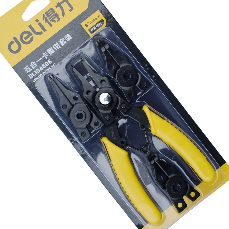 

Deli 4-in-1 Multifunctional Snap Ring Pliers Interchangable Multi Tools Retaining Clip Circlip Combination