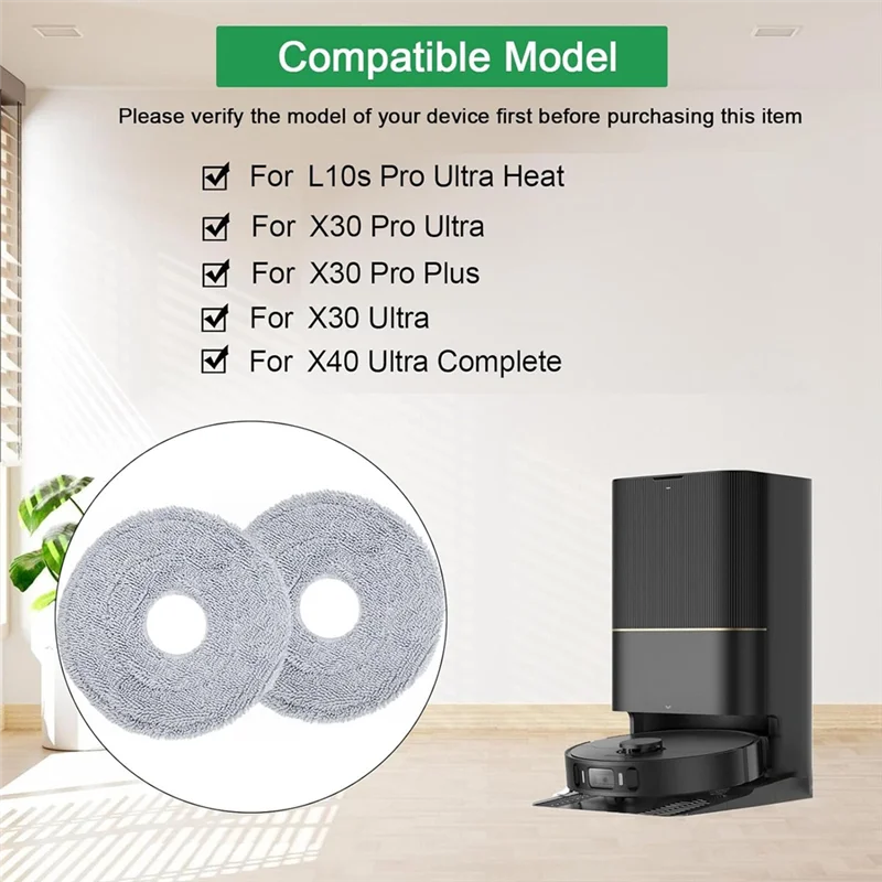 For Dreame L10s Pro Ultra Heat, L10s Pro Gen 2, X40 Ultra Complete, X30 Ultra, X30 Pro Plus Vacuum Mop Cloth Pads-Y48A