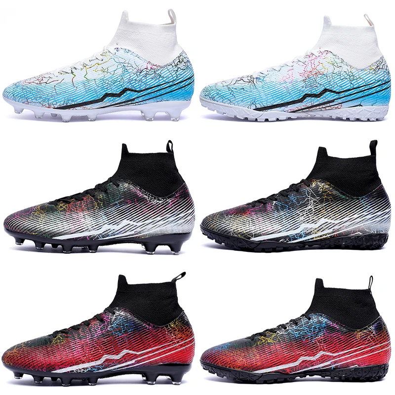 Men's Football Shoes Original Football Boots Man Outdoor Non Slip Soccer Shoes Society High Ankle Football Futsal Shoes