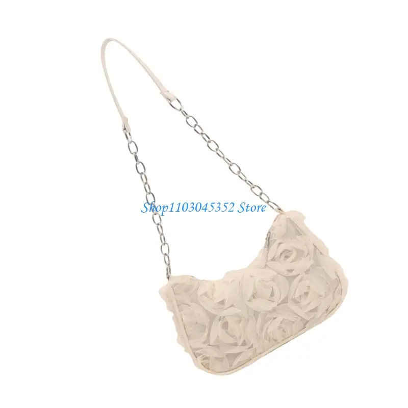 

Unique Underarm Chain Bag Rose Multipocket Organization Evening Out Accessory