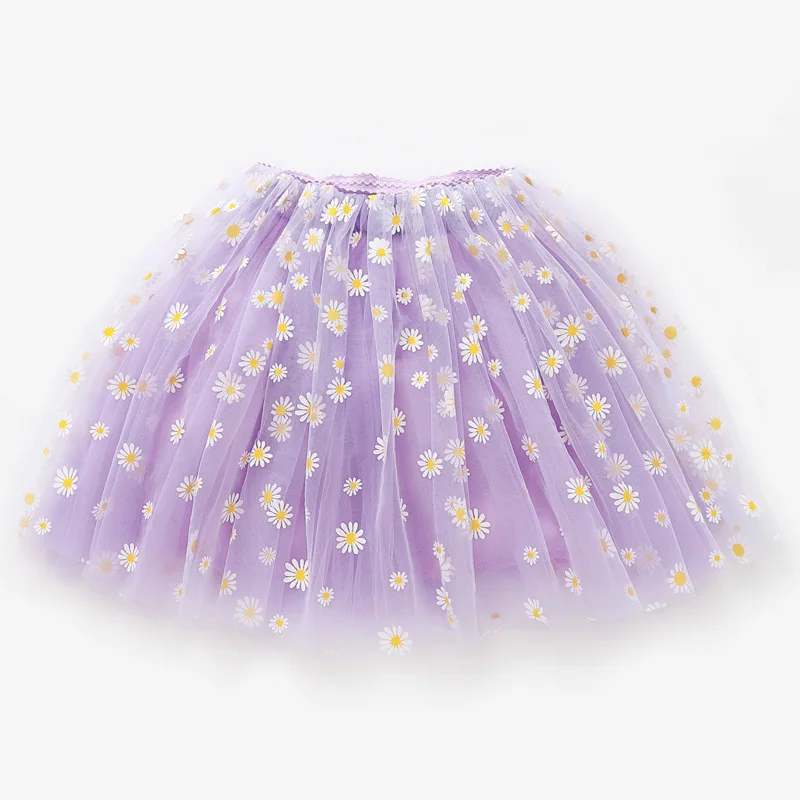 2024 Summer New Fashion Toddler Girls Flower Tutu Skirts Fresh Color Casual Bottomst Cute Daisy School Girl Mesh Skirt 3-12T