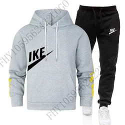 2024 new men's autumn and winter suit fashion sports hooded pullover casual fitness top + sweatpants 2-piece set