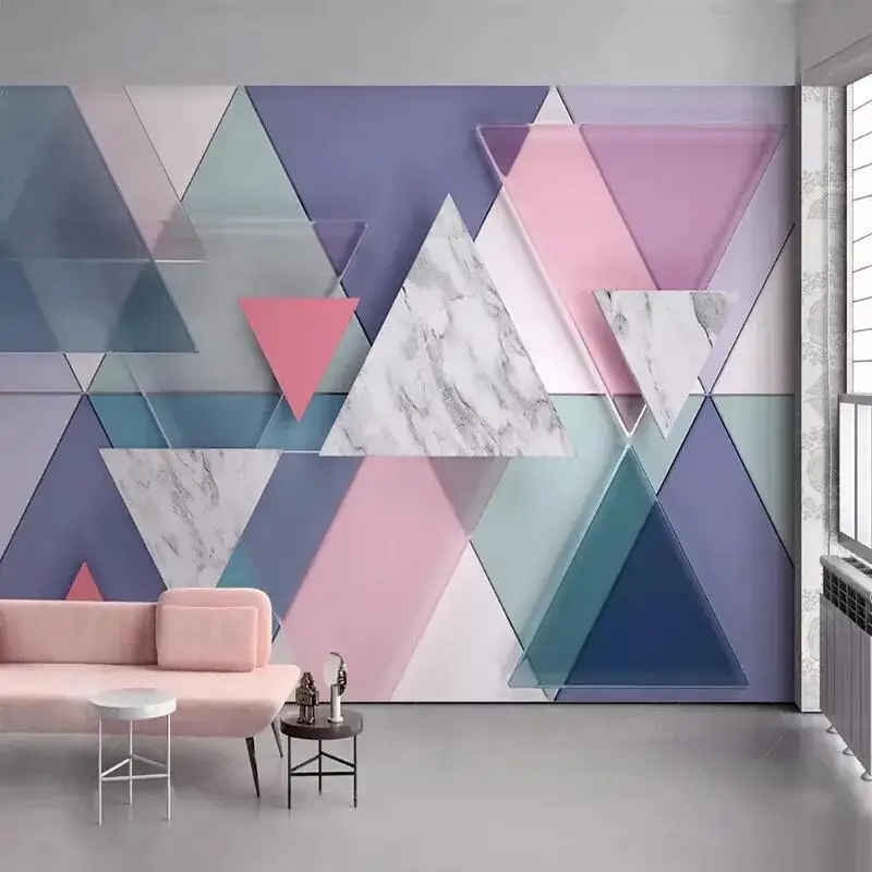 Abstract Wallpaper Custom Photo Mural Triangle Marble Geometric Pattern Wall Painting Background Home Decor Art Backdrop 3D