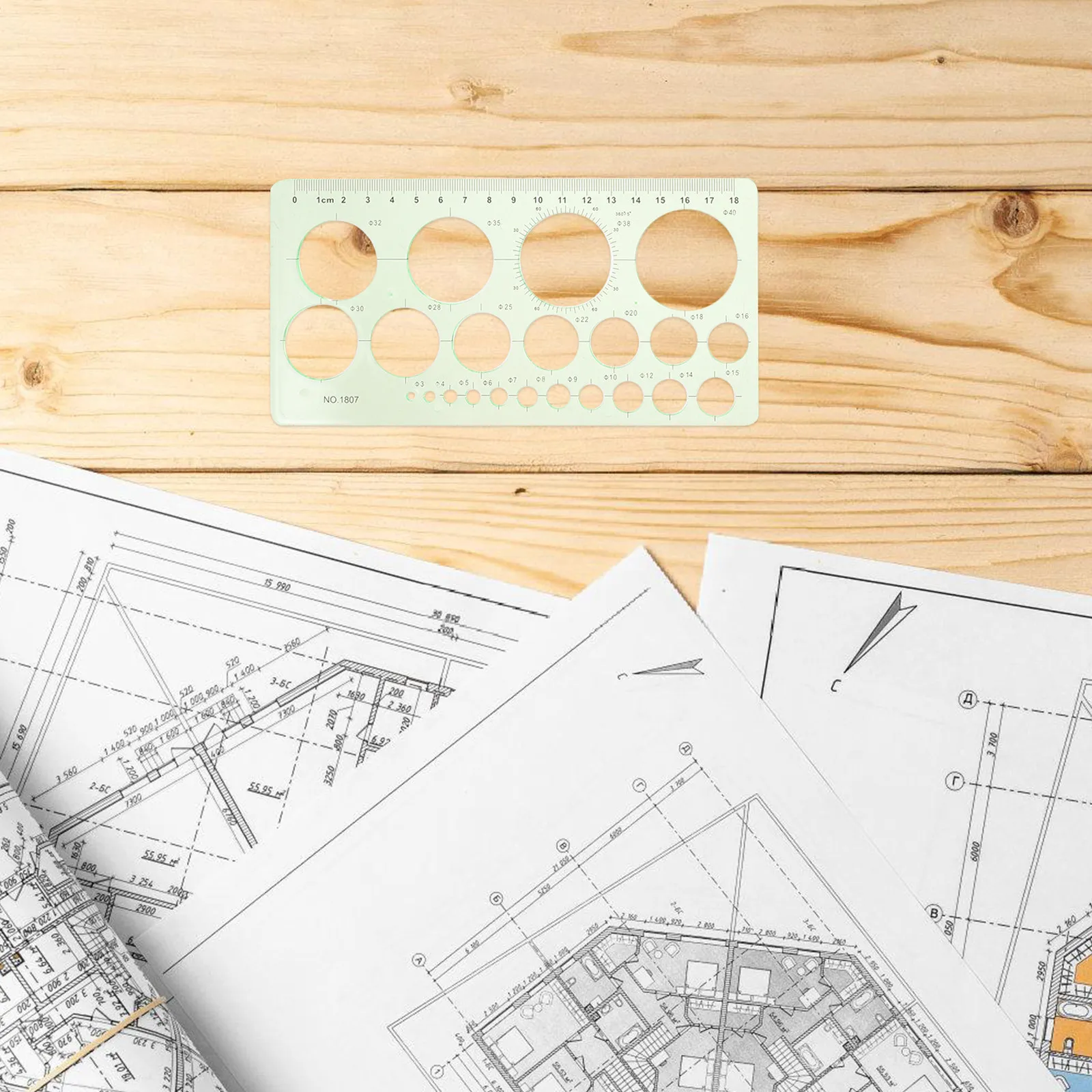 4Pcs Multi-Functional Plastic Drawing Template Ruler Circle Protractor Geometric Stencil for Students Architects Engineers DIY
