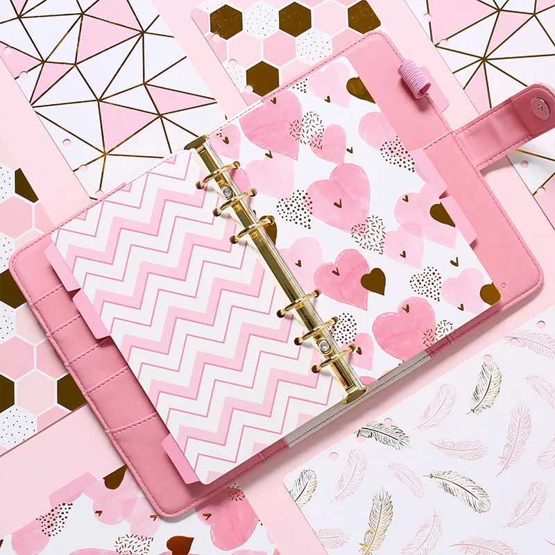 5pcs A5 A6 Loose-leaf Notebook Divider Sheets Pink Gold Divider Card Index Page Suitable for Diary Planner Notebook