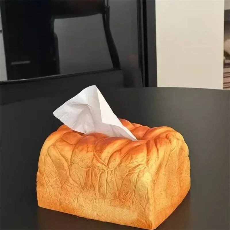 Creative Simulation Toast Tissue Box CuteBread Shaped Tissue Holder Desktop Ornament Home Living RoomDecorative Napkin Container