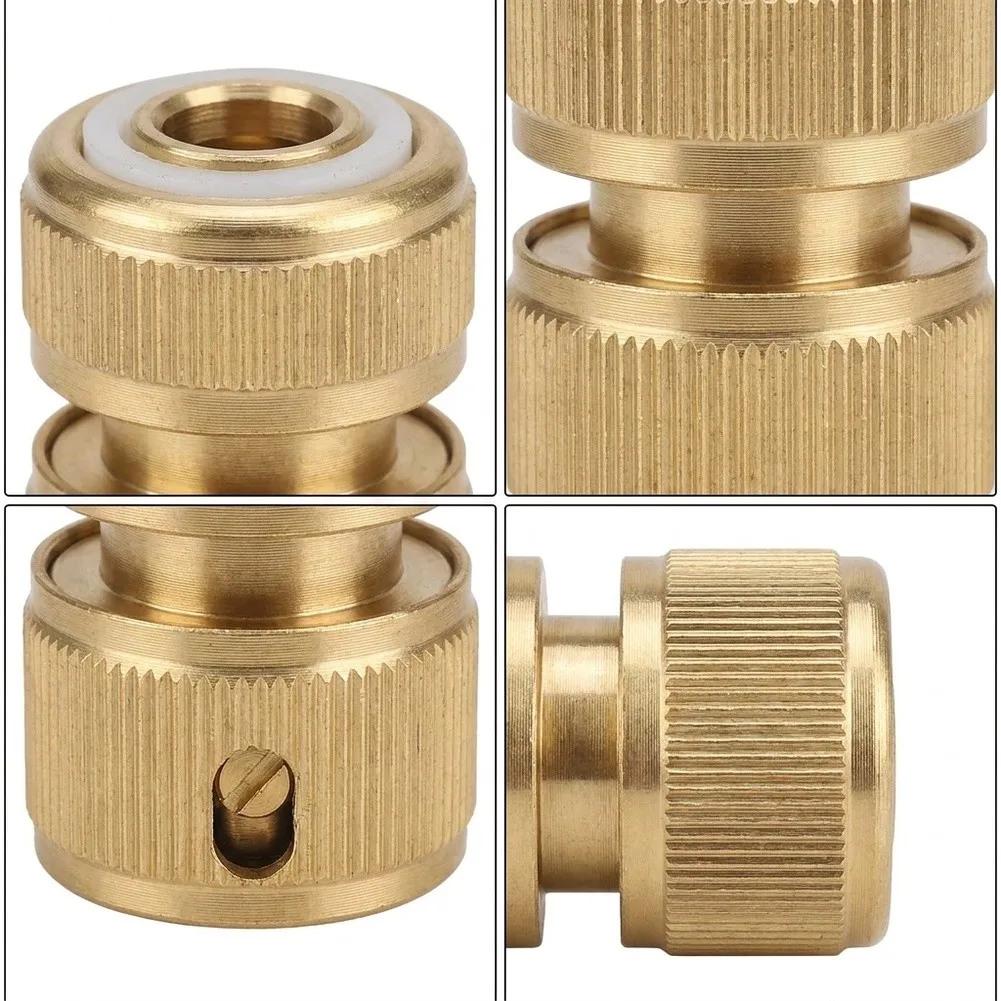Brass Garden Hose Quick Connect Kit for 12 inch Hoses Includes 4 Couplers with Stop Valve for Flexible Outdoor Water Management