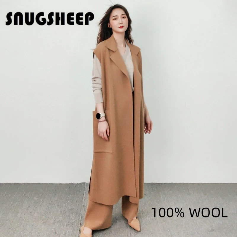 women worsted wool knit thick sweater vest long cardigan fashion coat womens winter vests designer luxury clothes sweaters lady