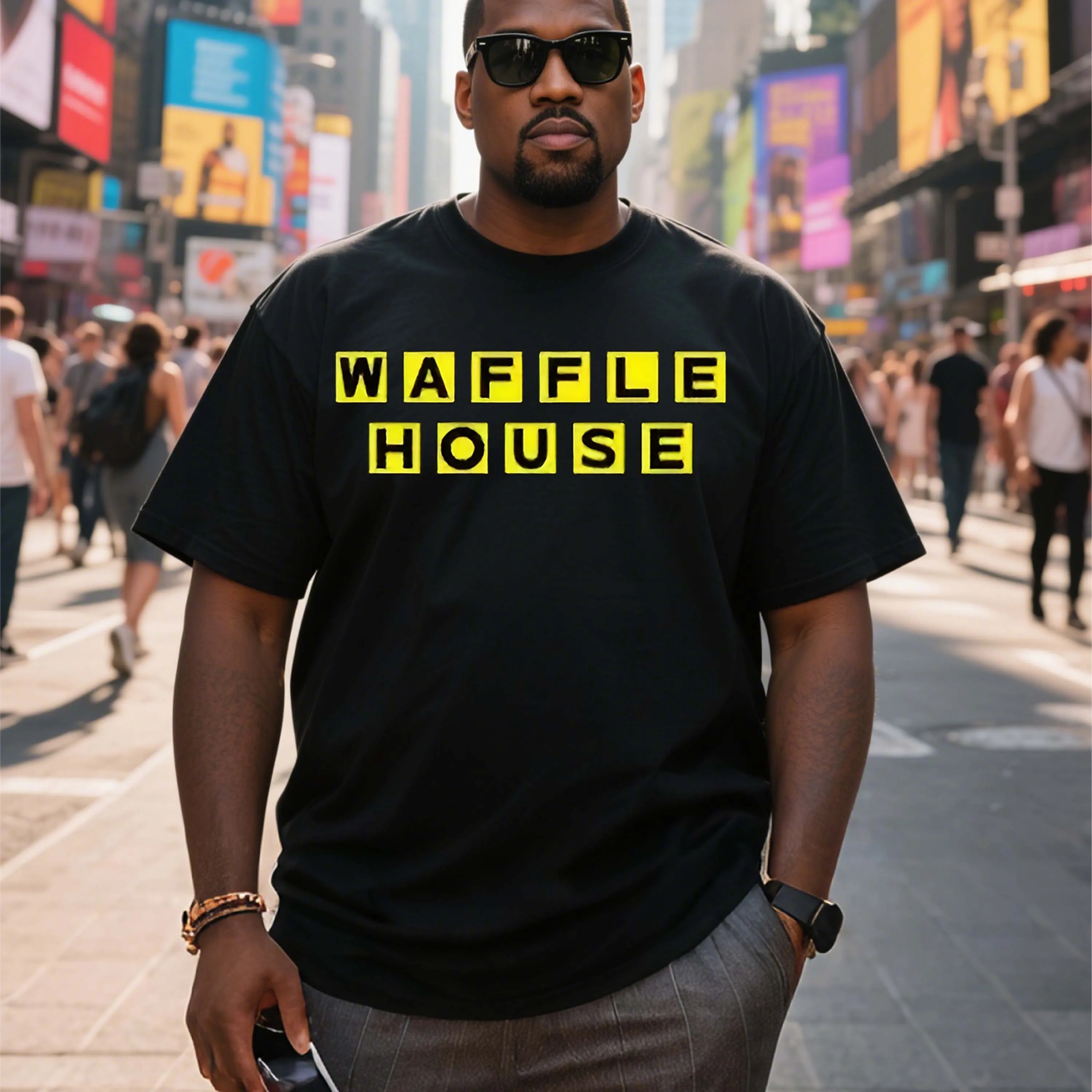 Plus Size Black Short Sleeve T-Shirt with Yellow 