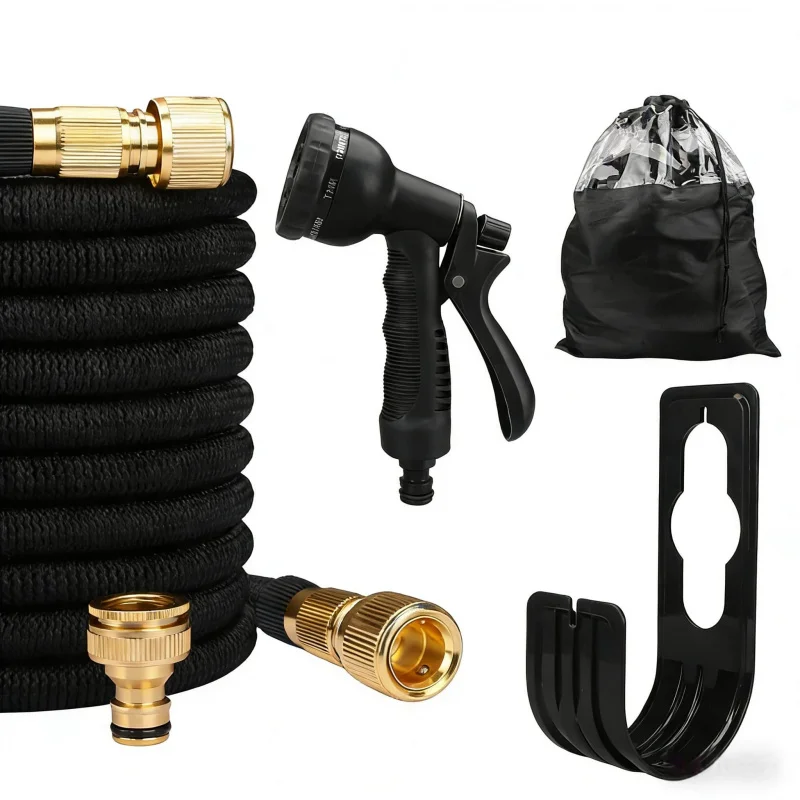 

Универсальный садовый шланг высокого давления для полива и мойки автомобилей с двойным металлическим соединителем, телескопический, для бытового использования