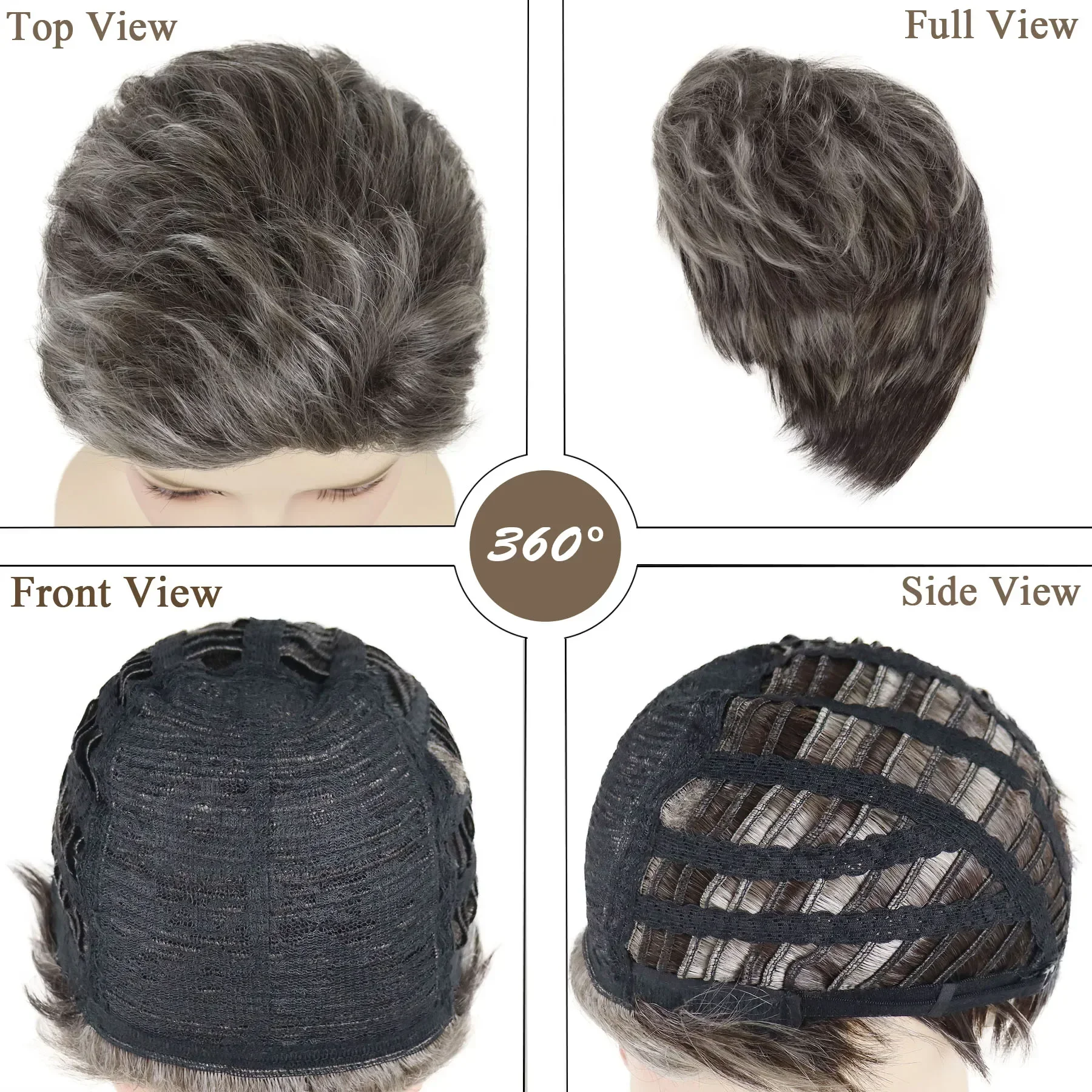 Mixed Grey Wigs for Women Synthetic Fiber Short Wig with Bangs Granny Wigs Natural Hairstyles Mommy Pixie Cuts Gray Hair Grandma image 6