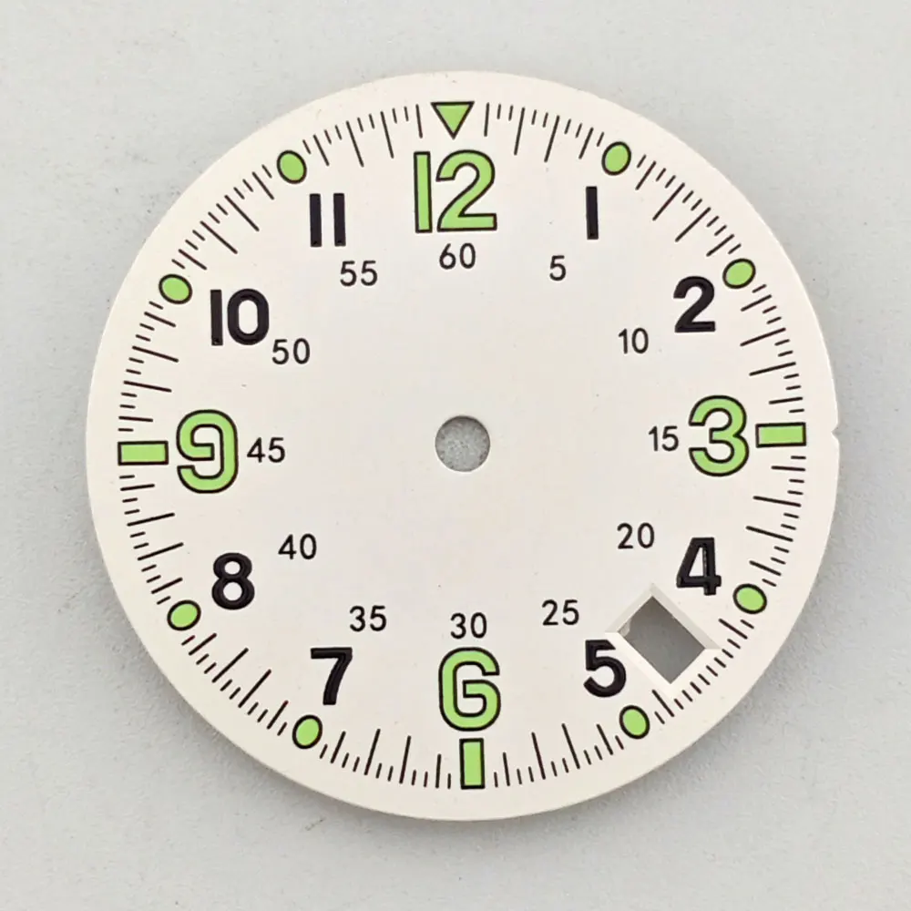 28.5MM Double Digital Circle Watch Dial Hands Green Luminous Faces Men's Watches Modification Accessories nh35 movement