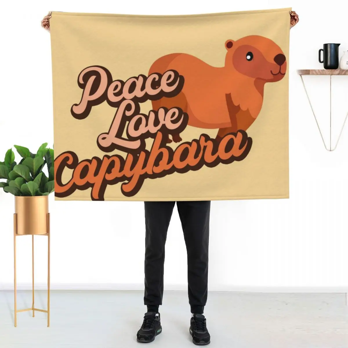 Peace Love Capybara. Throw Blanket Luxury Brand Decoratives wednesday warm winter Cute Retros Blankets
