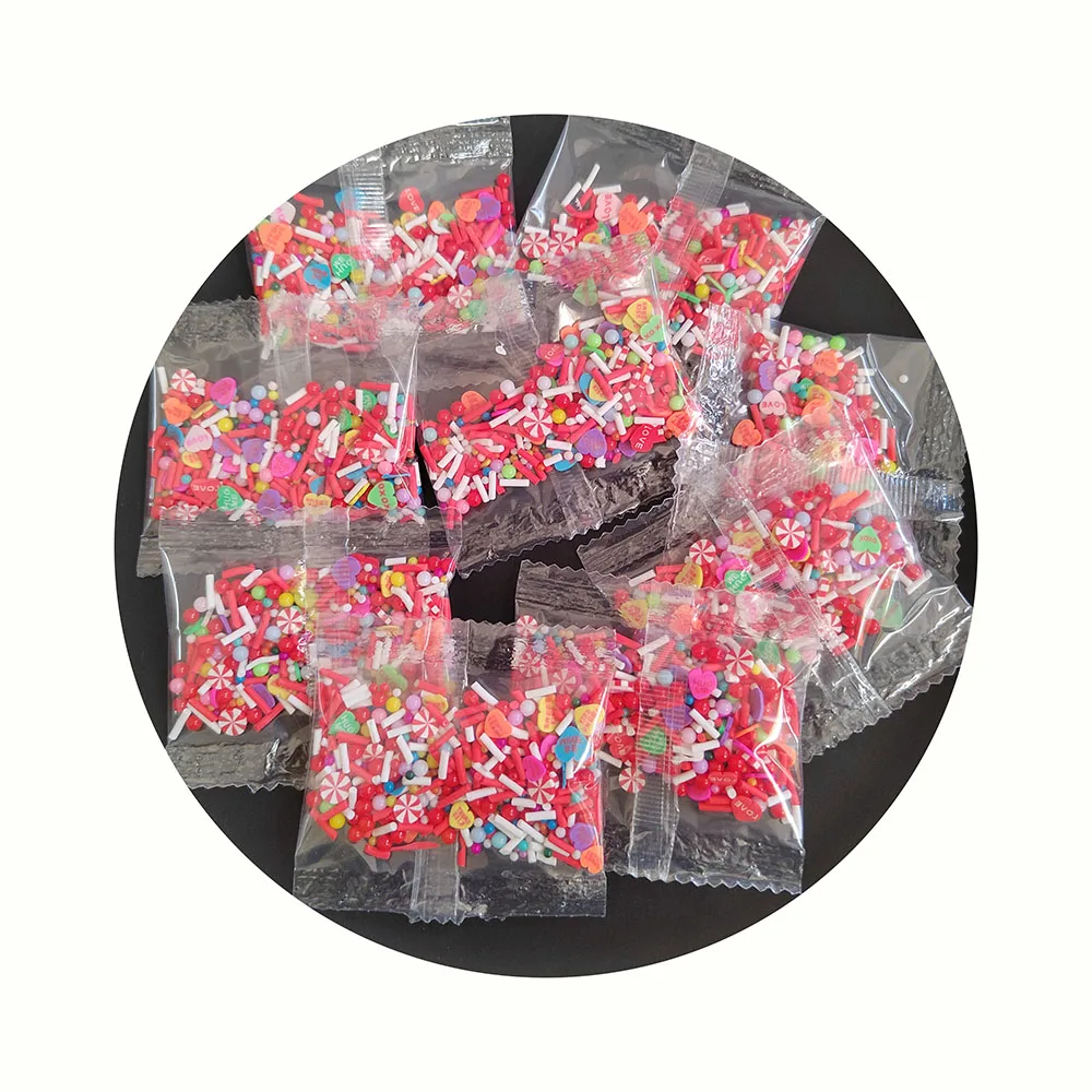 Love Heart Polymer Clay Slices Valentine's Day Soft Clay Sprinkles for DIY Crafts Tiny Slimes Filler Decor