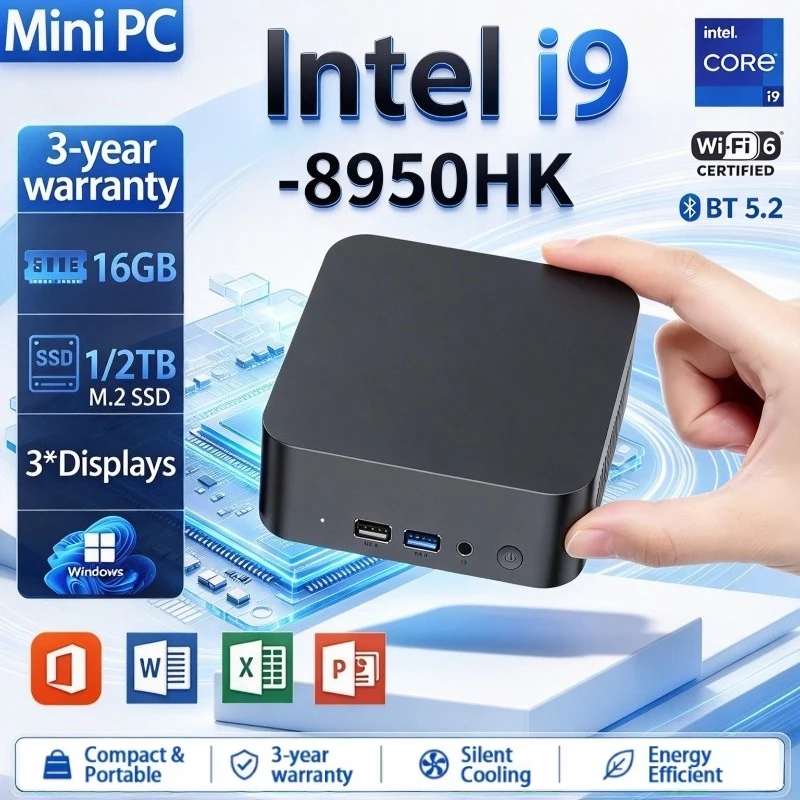 Mini PC Intel Core i9 8950HK Windows 16GB RAM 1TB 2TB SSD WIFI 6 BT5.2 4K HD Desktop Computer Gaming Pc Gamer