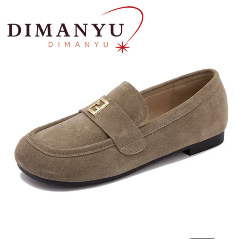 

DIMANYU Doudou Shoes Women's Spring 2024 New Genuine Leather Women's Flat Shoes Round Toe Low Heel Women's Lefu Shoes