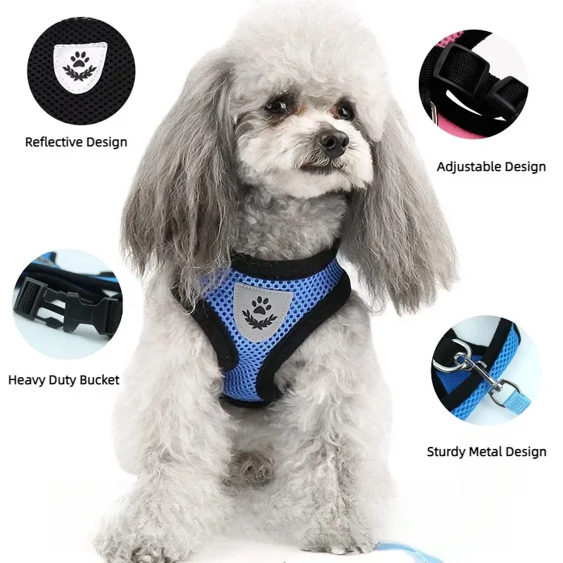 Cat Harness Lead Leash For Walking Escape Proof Adjustable Mesh Vest Harness Puppy Dog Collar For Small Medium Dog Pet Supplies