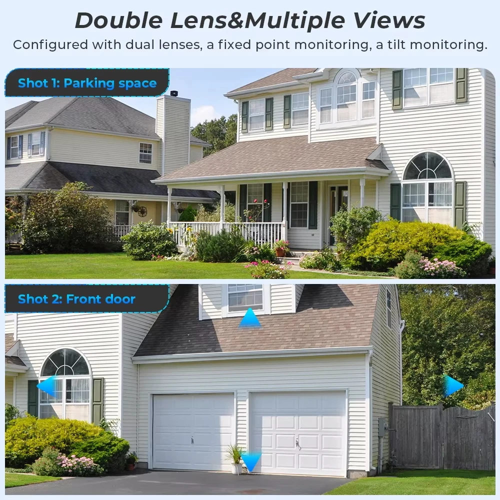 8MP Wifi Dual‑Lens PTZ IP Camera Dual‑View Two‑Way Audio Motion Alert IP66 Waterproof Color Night Vision Outdoor Monitoring Cam