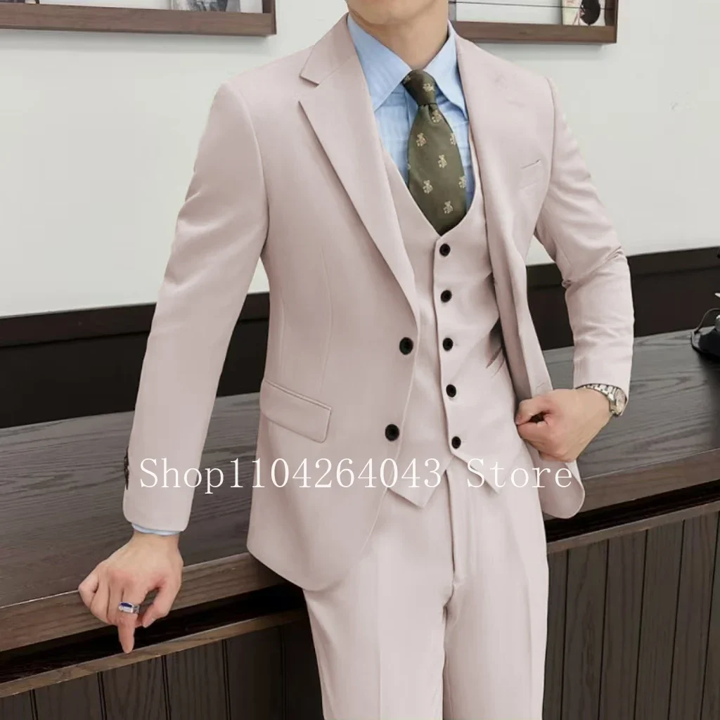 

Men's 3-Piece Tuxedo Suit Blazer Vest Pants Set Notched Lapel Elegant Wedding Business Evening Party Casual Wear