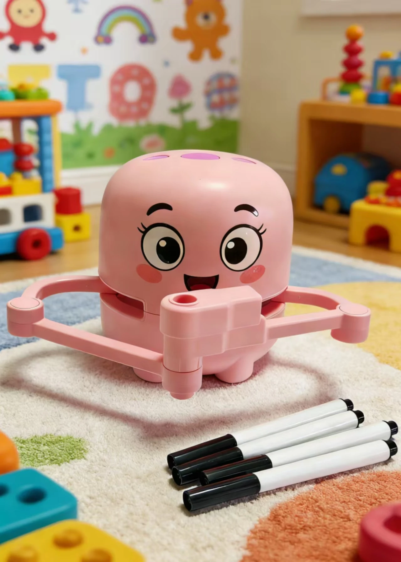 robot-per-la-pittura-educativa-precoce-dei-bambini-rosa-regalo-giocattolo-per-bambini-include-100-carte-da-disegno