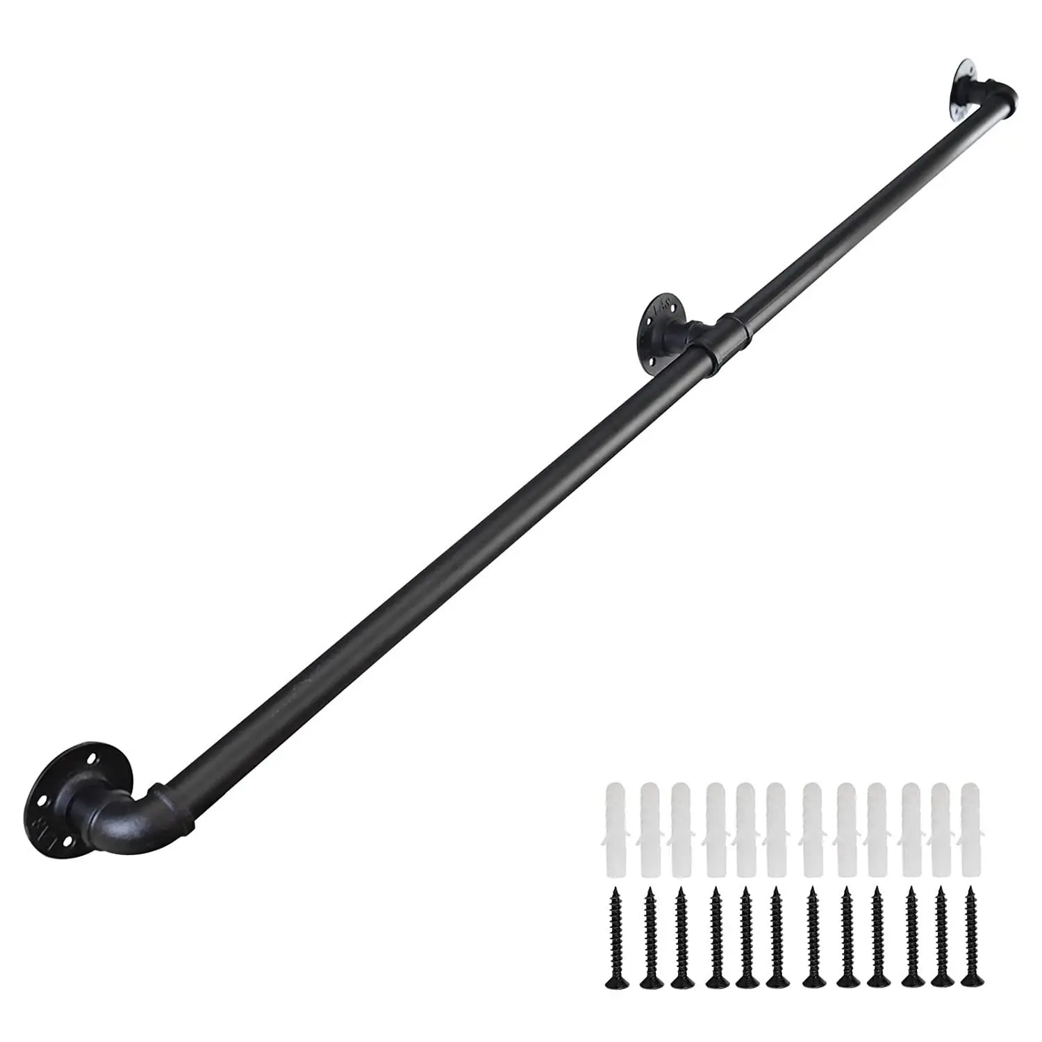 Minimalist style iron wrought stair handrail water pipe for home use, indoor attic against wall, elderly anti-slip handle, kinde
