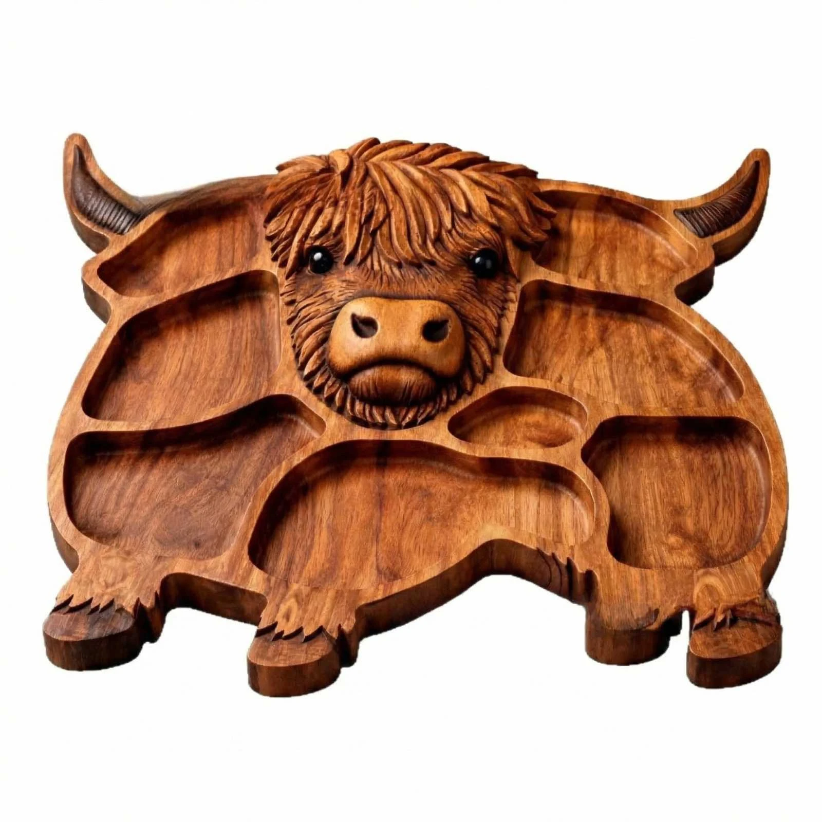 

Wooden Cow Charcuterie Board - Cheese & Appetizer Platter for Party, Family Gathering, Holiday Dining - Serving Tray for Snack