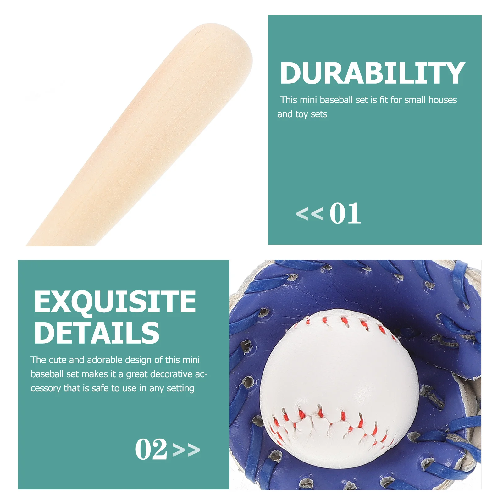 1 conjunto mini conjunto de beisebol resistente leve bolas esportivas em miniatura para artesanato mini decorações de beisebol portátil fingir jogar