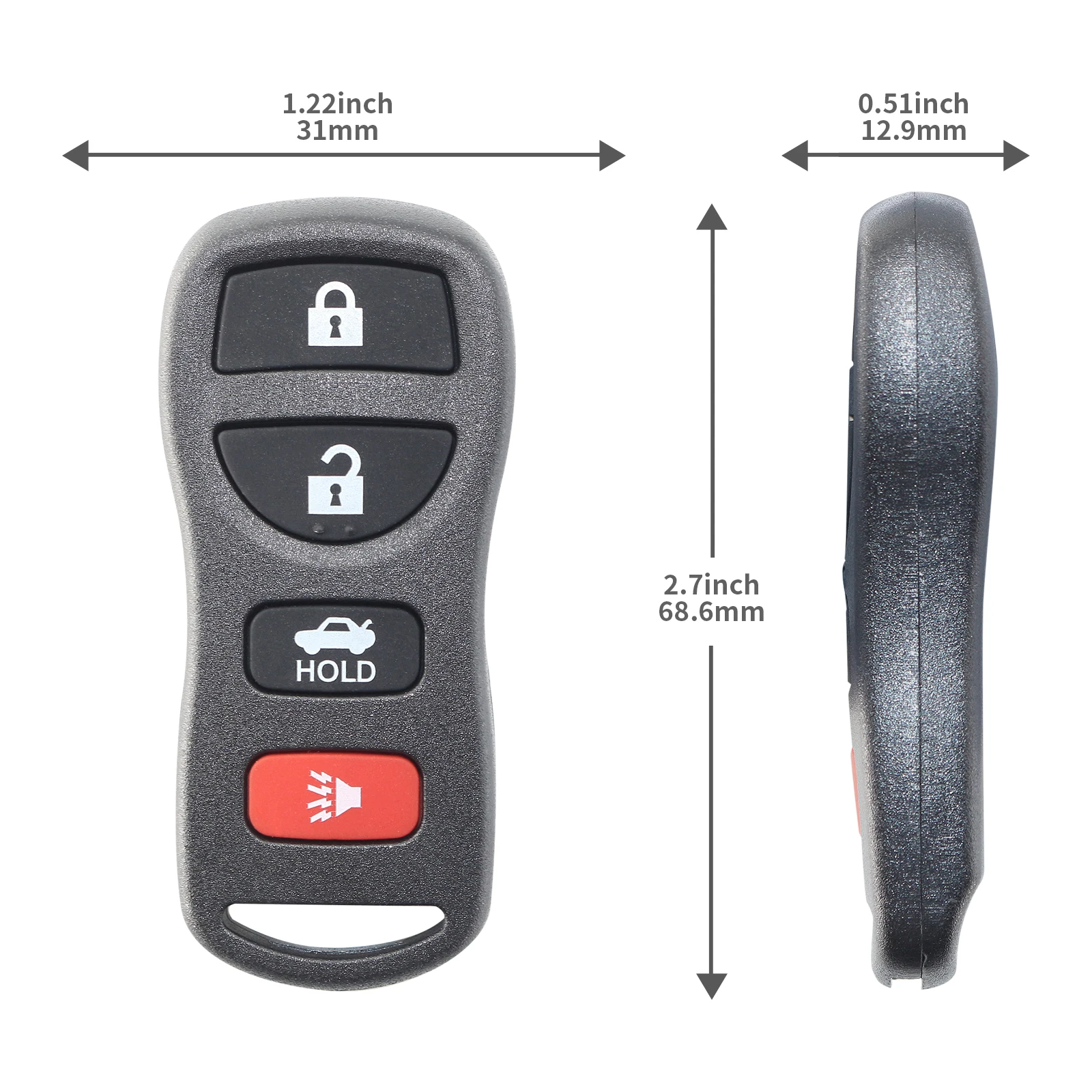 Black 3/4 Button Key Shell No Circuit Board Car Remote Keyless Fob for Nissan 350Z Armada Infiniti EX35 FX35 G35 I35 Q45 QX56