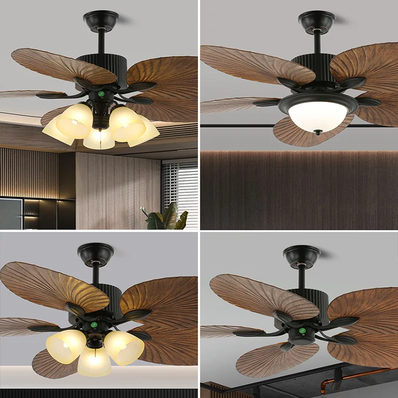 Mid Ancient Style Ceiling Fan Lamps Foyer Bedroom Dining Room Ceiling Fan Lights Variable Frequency Remote Control Pendant Lamps