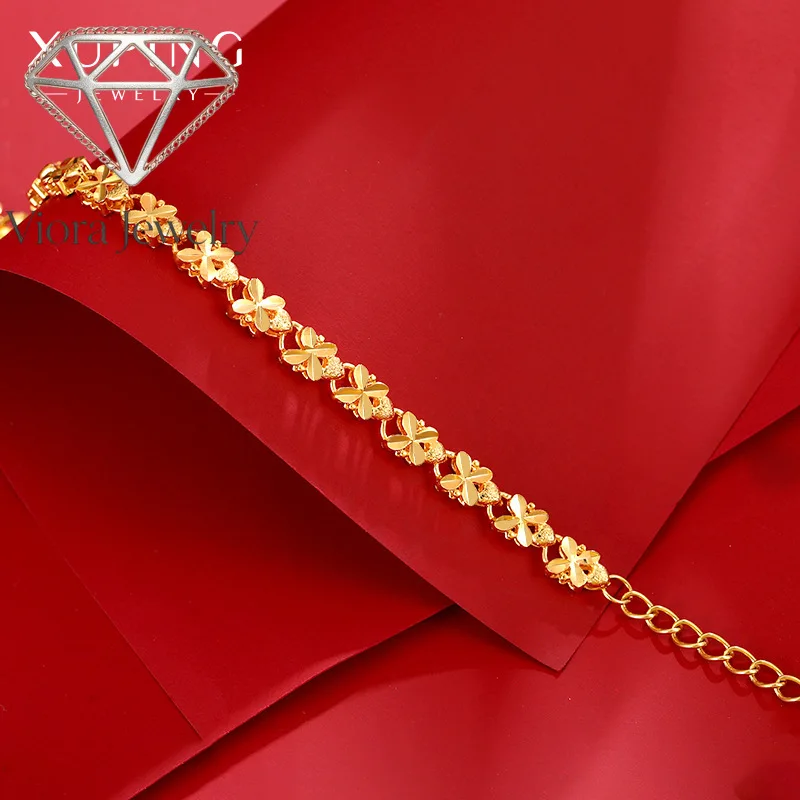 Viora Jewelry Luxury 24K 9999 Pure Gold real gold Women's vintage bracelet