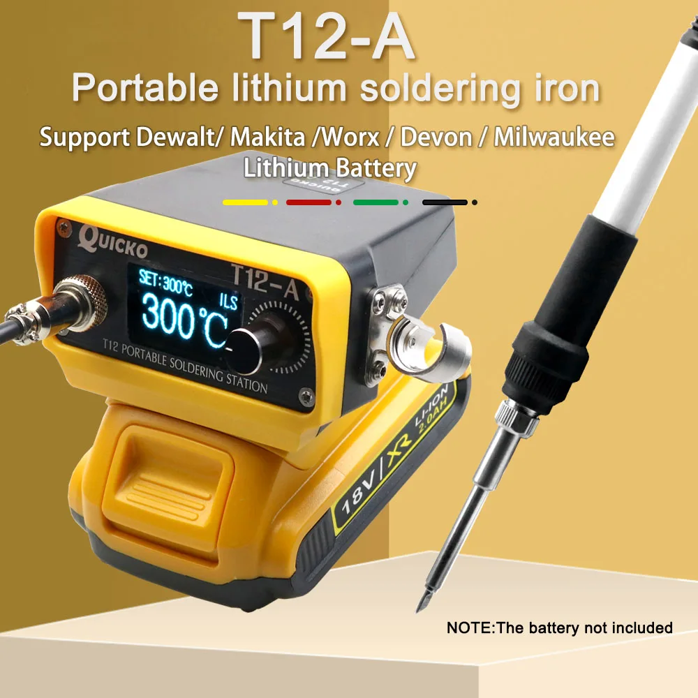 

for Makita/Dewalt/Milwaukee/Worx 18V 20V Li-ion Battery Cordless Soldering Station/Iron Portable DIY T12 Welding Station