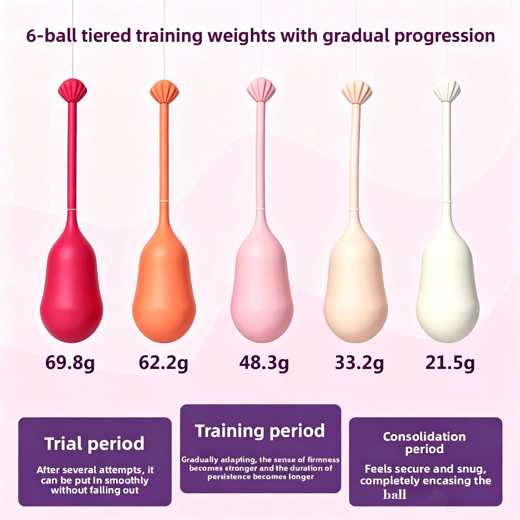 Silicone Kegel Pelvic Floor Muscle Training Ball Set 5-piece set