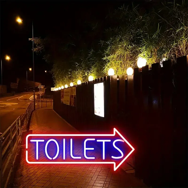 

Toilets Arrow Directional Neon Sign Washroom Entrance for Outside Party Bar Gaming Led Light Signs Home Wall Decor Neon Lights