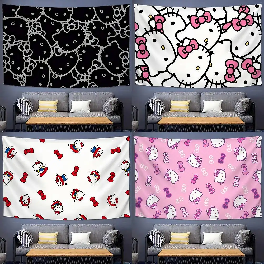 Cute-H-hello K-kitty-cartoon Tapestry Customizable Tapestries Of Various Styles,wall Hangings, Celebrity Photo Printing Hangings