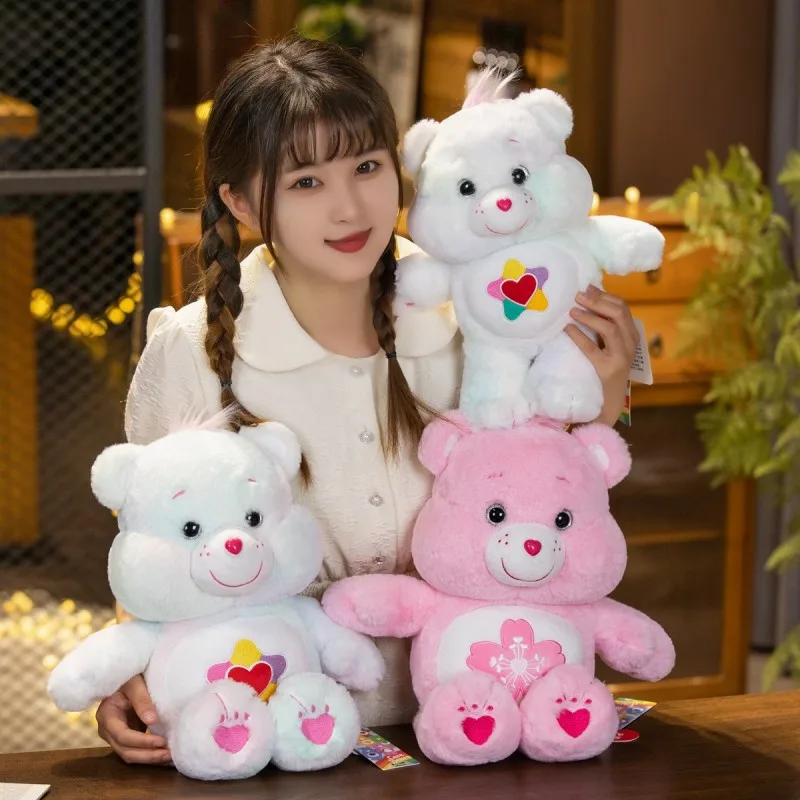 Care Bears Kawaii plushie toys Pink Sakura White Heart Cute Bear Plush Toys Cartoon Soft Stuffed Dolls For Gift Home Decoration