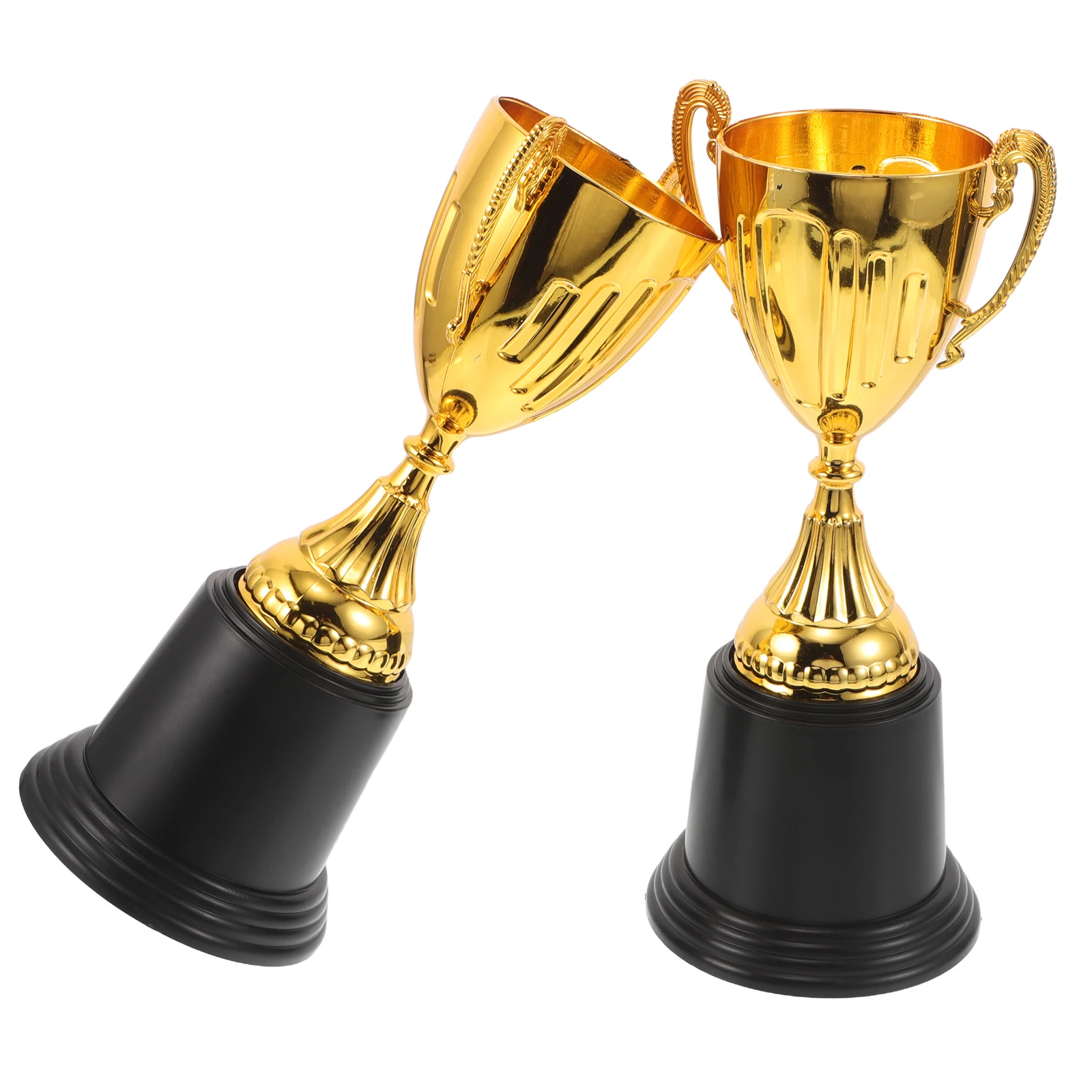 

2pcs Mini Golden Trophy Cup Small Gold Plastic Award For Winners Sports Competition Academic Achievement Party Favor Ornament