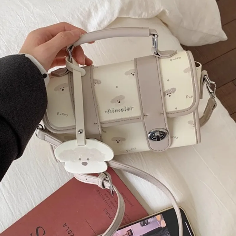 

JIAERDI Sweet Cute Cartoon Print Handbag Women Leather Lock Large Capacity Shoulder Bag Ladies Casual Fashion Crossbody Bag 2025