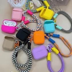 Korean Candy Color Soft Silicone Case For Airpods Pro 2 3 1 4 Girl Earphone Protective Cover With Anti-lost Lanyard Accessories