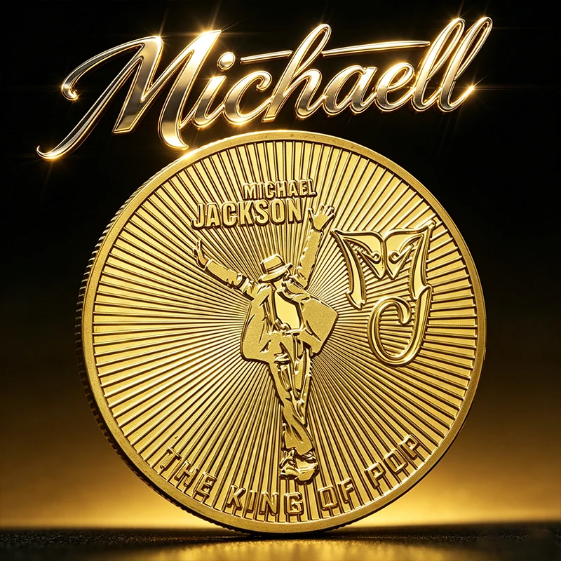 Moeda Comemorativa Michael Jackson: Rei do POP, Colecionável Banhado a Ouro com Baixo-Relevo, Acessório de Moda, Presente de Aniversário