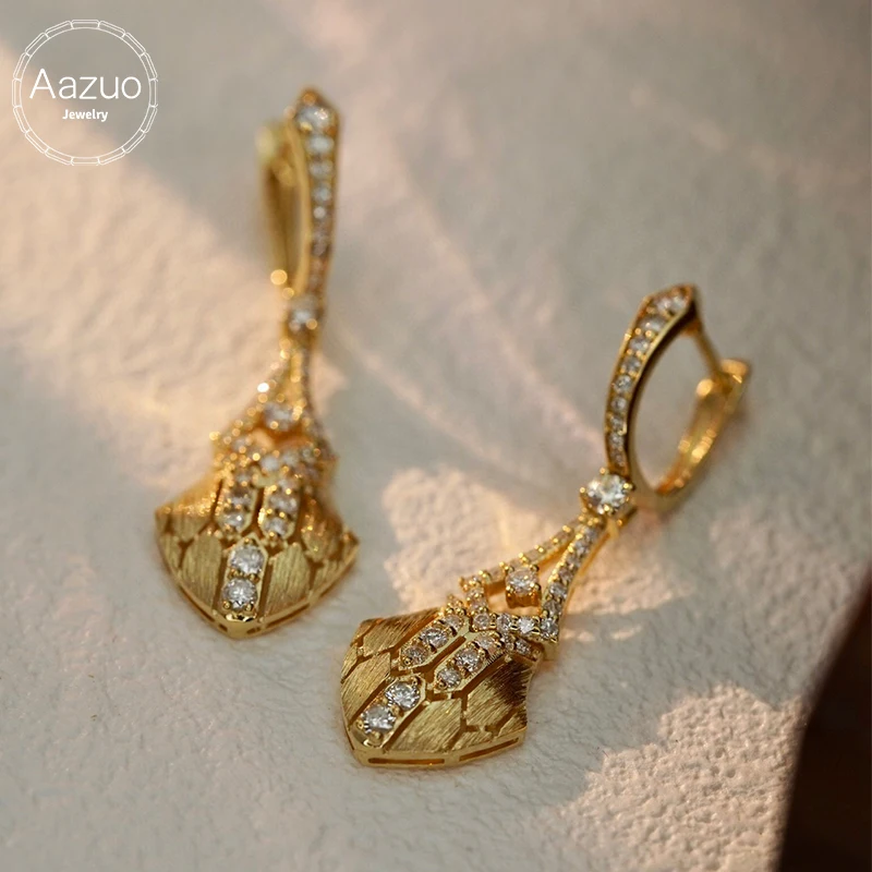 

Aazuo Fashion Design 18K Yellow Gold Jewelry Natrual Diamonds 0.74ct Hook Earring For Woman Upscale Trendy Wedding Engagement