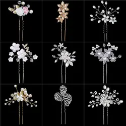 Pearl U-shaped Hair Clip Fork Hair Jewelry Headpiece Headwear Gift Wedding Bridal Hair Accessories Rhinestone Hairpins