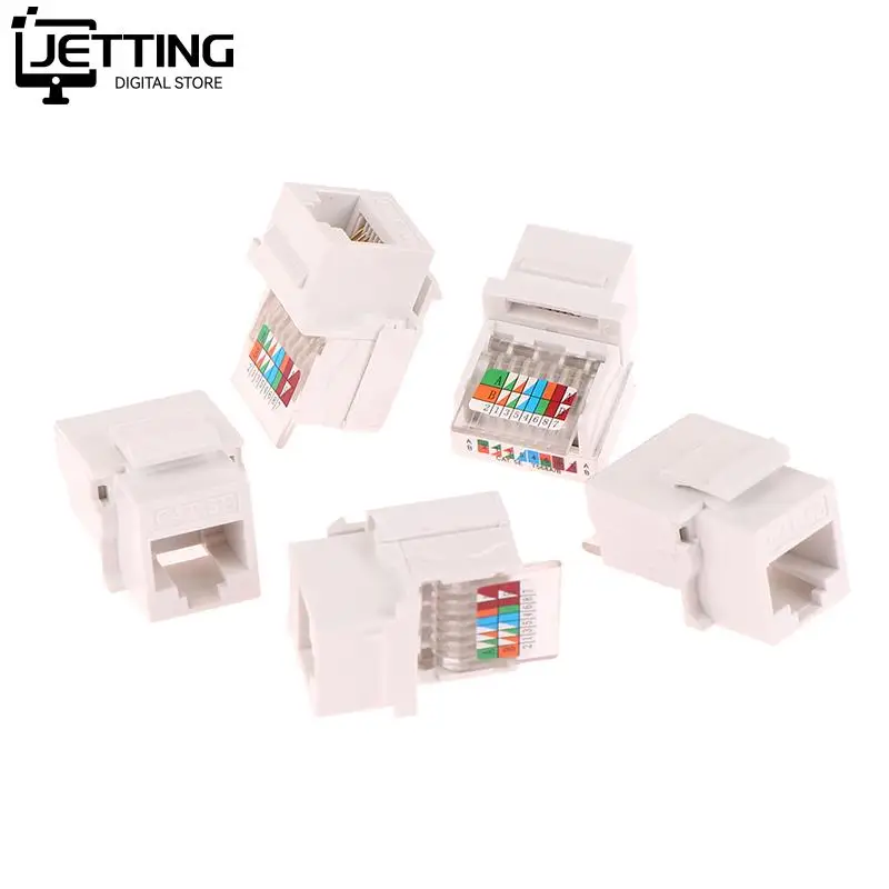 5pcs RJ45 Connector Information Socket Computer Outlet Cable Adapter Jack Tool-free CAT5E UTP Network Cable Adapter Replacement