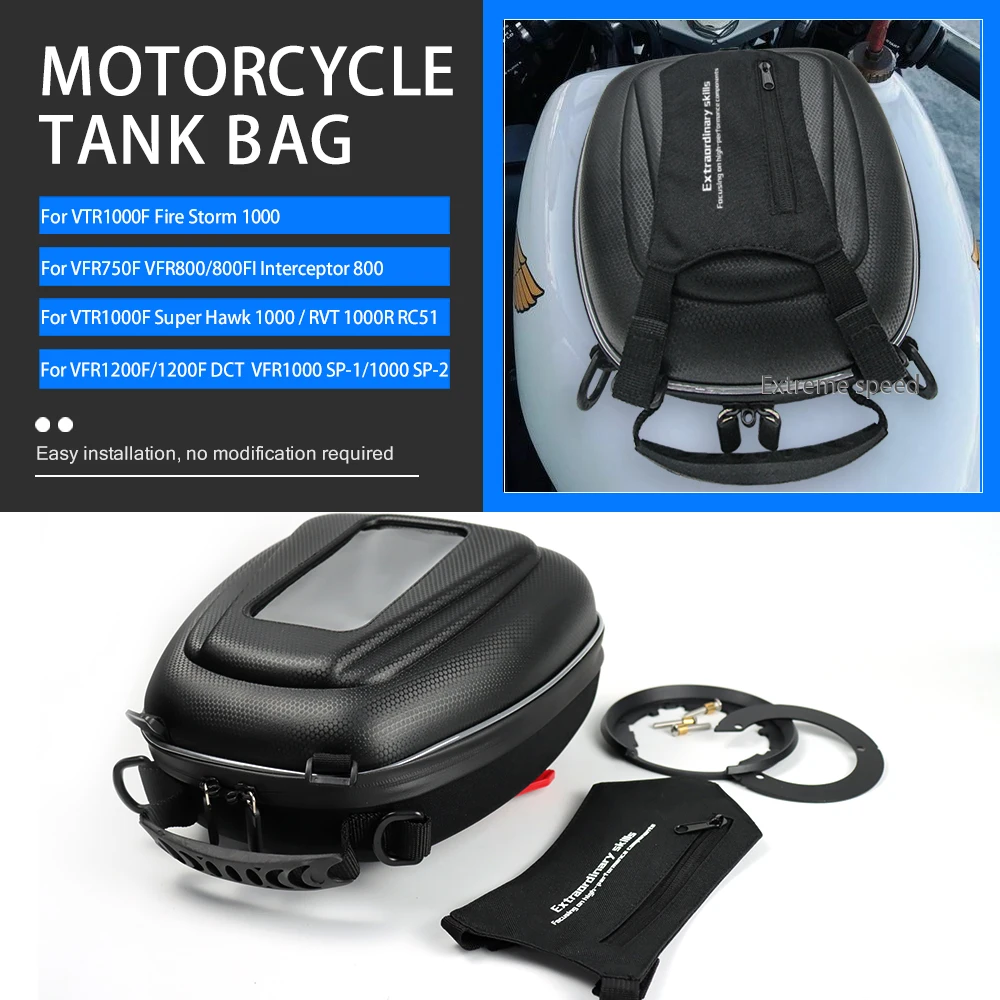 Moto accesorios Tank Bag For Honda Vfr750f Vfr800 Vfr1200f Rvt1000r Vtr1000 Sp Vtr1000f Motorcycle Fuel Tank Tool Luggage Bags