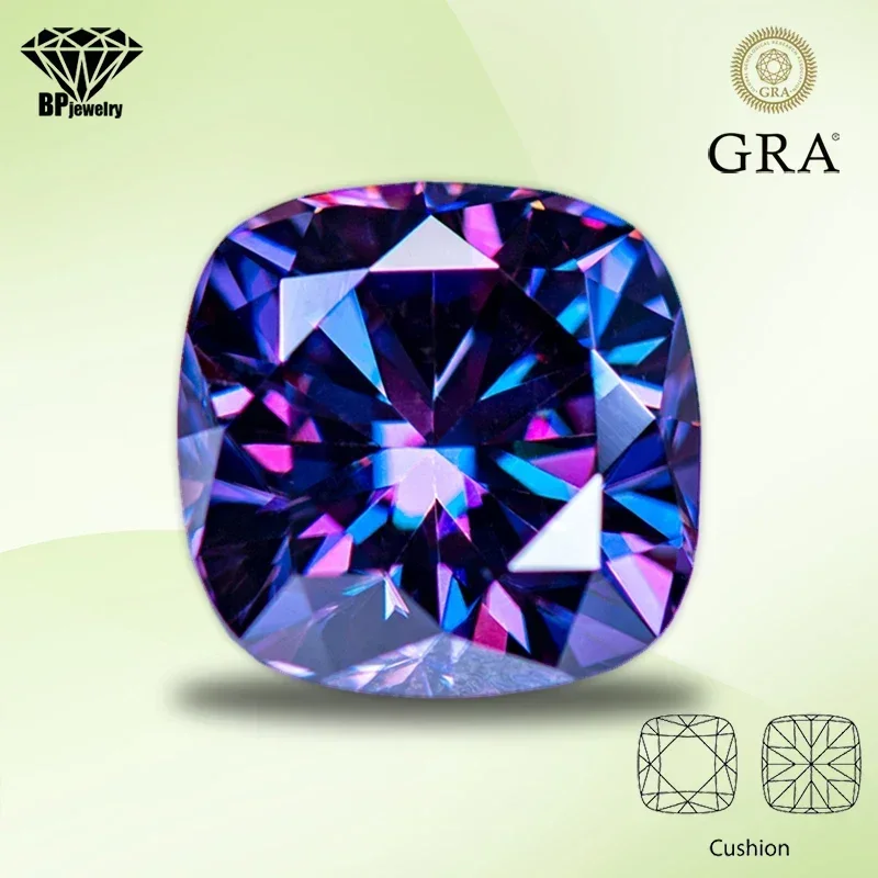 

Wholesale Moissanite Diamond Imperial Purple Color Cushion Cut Lab Grow Gemstone for Advanced Jewelry Making Materials with