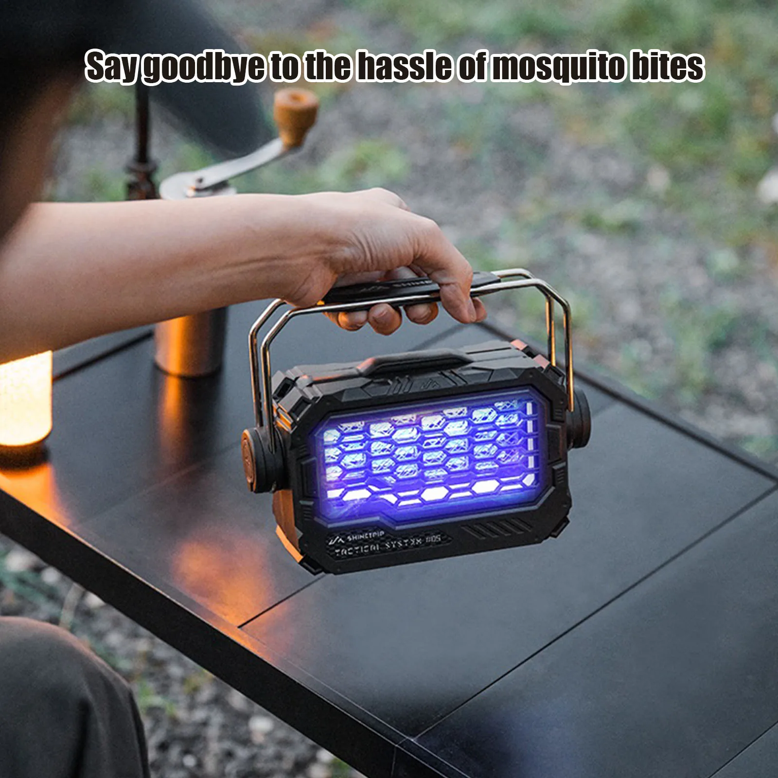 Portable Electronic Repeller Lamp Built-in Dual 2000mAh Batteries Electric Mosquito Lamp Type-C Waterproof with Detachable Grid