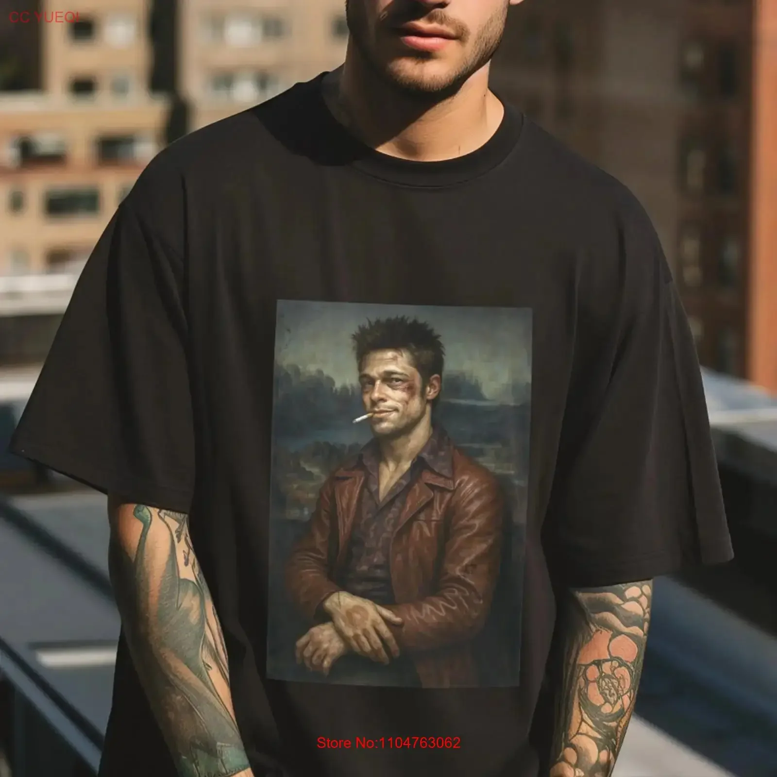 Fight Club T Shirt Tyler Durden Mona Lisa Mashup Art Movie S 4XL vintage Washed Versatile Stretched Comfortable Slightly Unisex